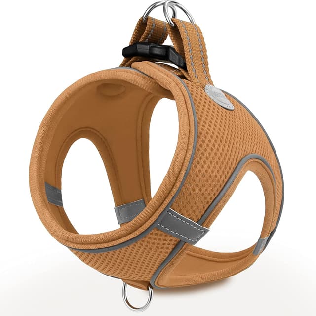 Detalle de Joytale Step in Dog Harness (Soft Mesh Reflective Vest) for Extra Small and Small Dogs, S, Brown