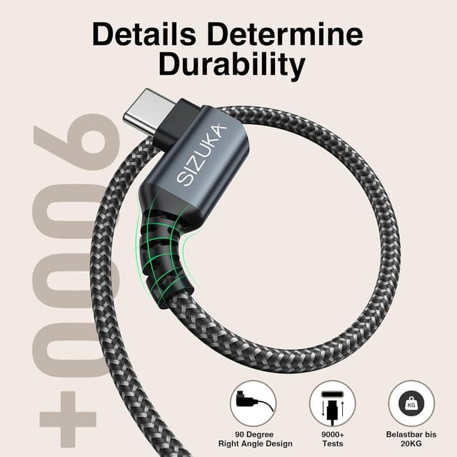 Detalle 2 de USB C Kabel mit 3,1 A Schnellladung, 2er Set