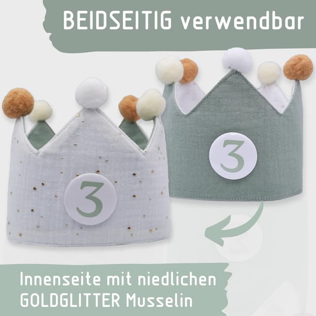 Thumbnail 3 de BJORKI Geburtstagskrone Musselin mit Zahlen 1–10