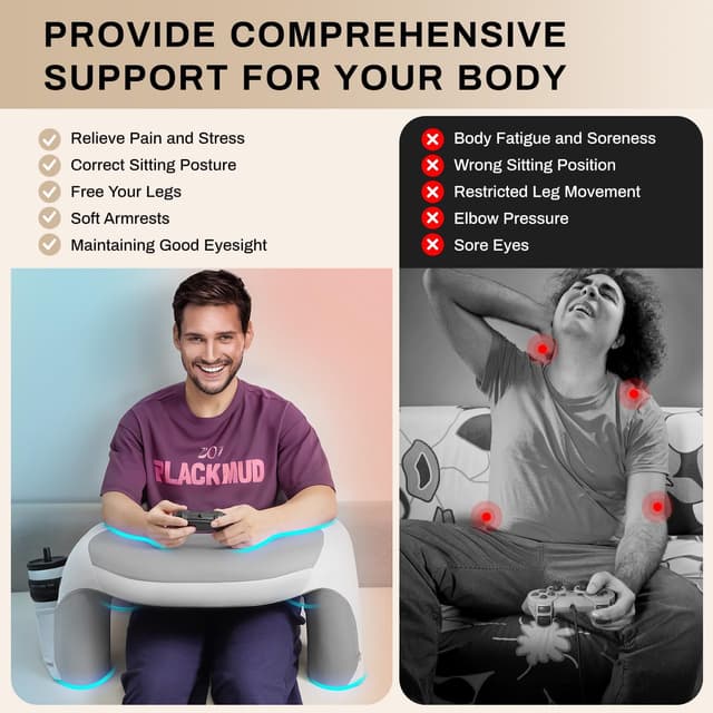 Detalle 2 de WOGAHEV Laptop Lap Desk with Memory Foam Armrest ๐