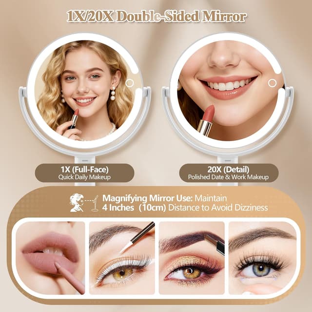 Detalle 2 de MOMOKUBA 20x Magnifying Makeup Mirror with Lights