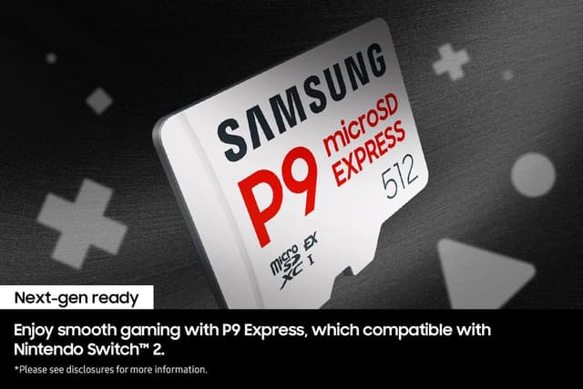 Detalle 2 de Samsung P9 Express microSD 512 GB (MB-MK512T/WW) — high-speed memory card for Nintendo Switch 2, consoles and cameras