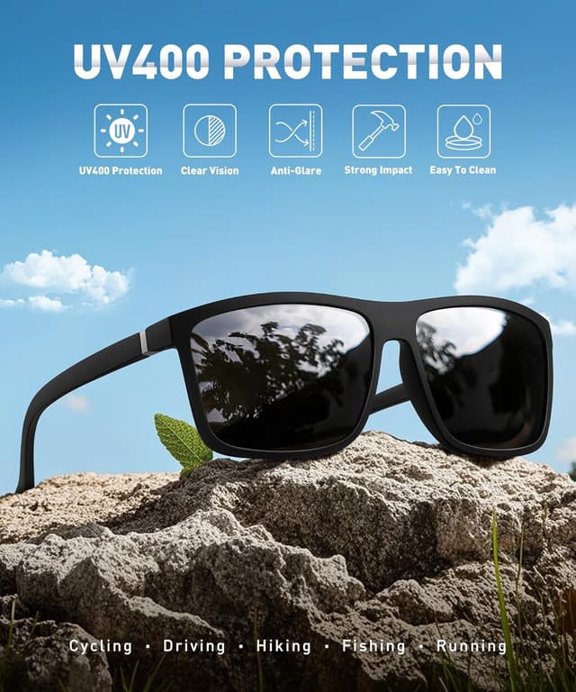 Detalle de Perfectmiaoxuan Polarisierte Sonnenbrille Polarisierte Herren-/Damenbrille mit TR90-Rahmen (UV400, Vintage/klassisch)