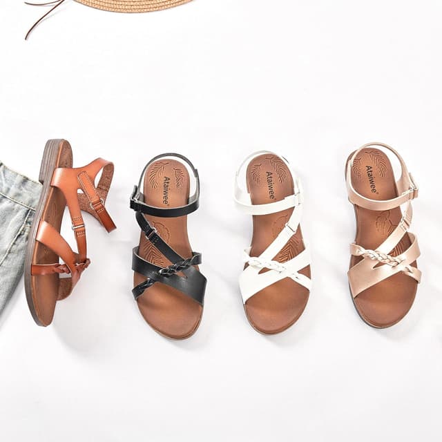 Thumbnail 5 de Sandales plates Ataiwee pour femmes, slip-on confort avec sangle à la cheville