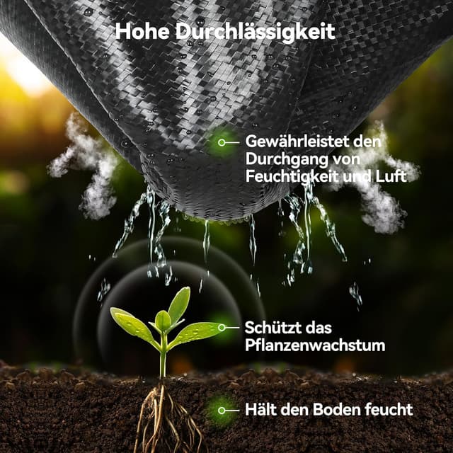 Detalle de iropro Unkrautvlies Gartenvlies 2 m x 100 m (90 g/m²) – reißfest, wasserdurchlässig und UV-stabil