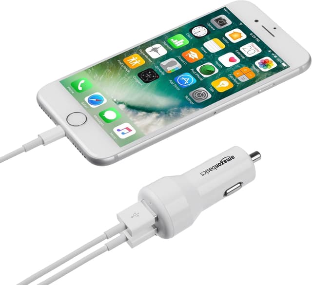 Detalle 2 de Amazon Basics Cargador de coche USB 2 puertos