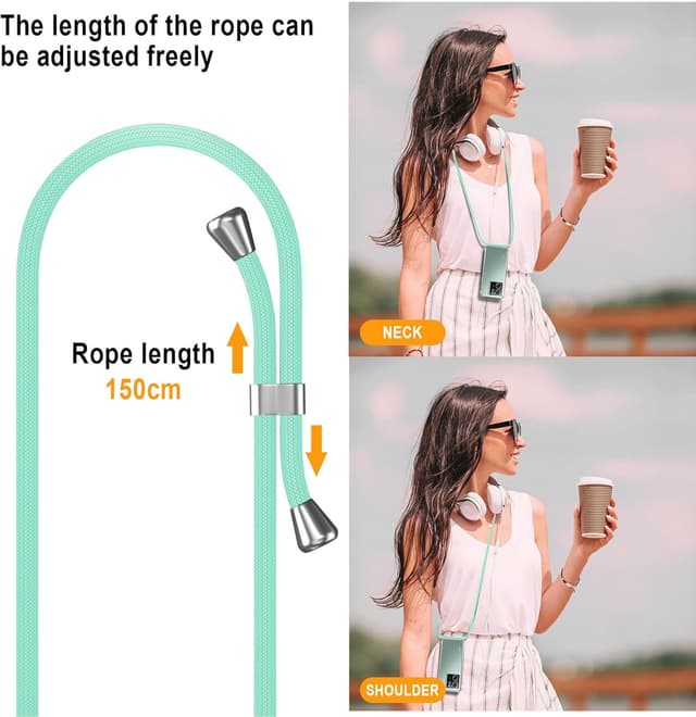 Detalle 2 de XTCASE Coque pour iPhone 15 transparente en silicone TPU avec cordon tour de cou