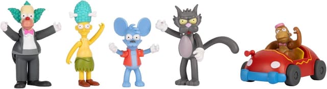 Thumbnail 1 de The Simpsons Krusty Cast Action Figures Multi-Pack (6,35 cm) von JAKKS Pacific – Krusty, Mojo, Itchy, Scratchy, Sideshow Mel & Clown Car