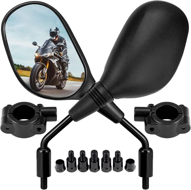 Detalle de KEMIMOTO Motorrad Spiegel für 22-mm-Lenker – E24-zertifizierte Rückspiegel mit 8-/10-mm-Schrauben, universal