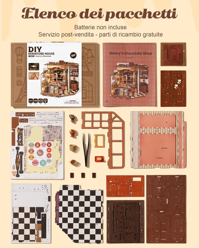 Thumbnail 5 de Rolife Miniature Casa Cioccolateria di Henry kit 330 pezzi