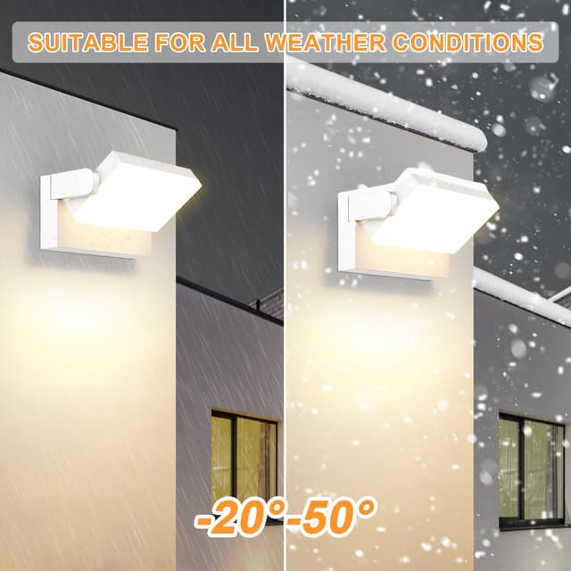 Detalle 2 de ledmo 60W LED-Außenwandleuchte (IP65) mit 360° schwenkbarem LED-Panel, 5.000 Lumen, 3.000K warmweiß