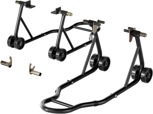 Detalle de SPECSTAR Motorcycle Paddock Stand Combo (Front & Rear) 400kg Capacity with Adjustable Fork Heads