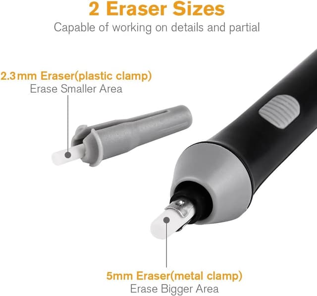 Detalle de OFFCUP Elektrischer Radiergummi-Kit (batteriebetrieben) mit Ersatzminen – 2 Größen