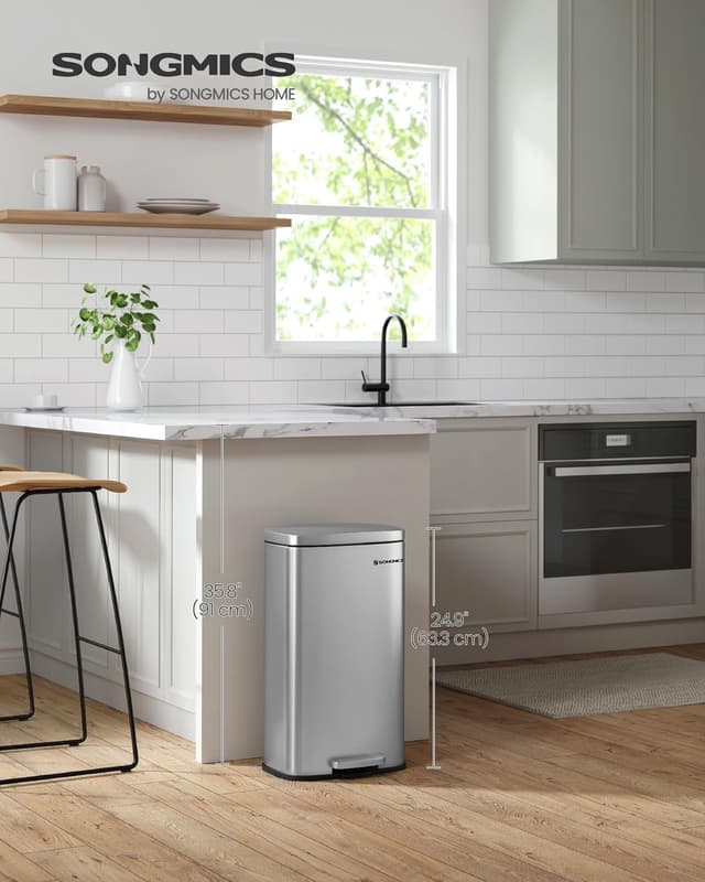 Detalle de SONGMICS 30L kitchen pedal bin LTB03NL