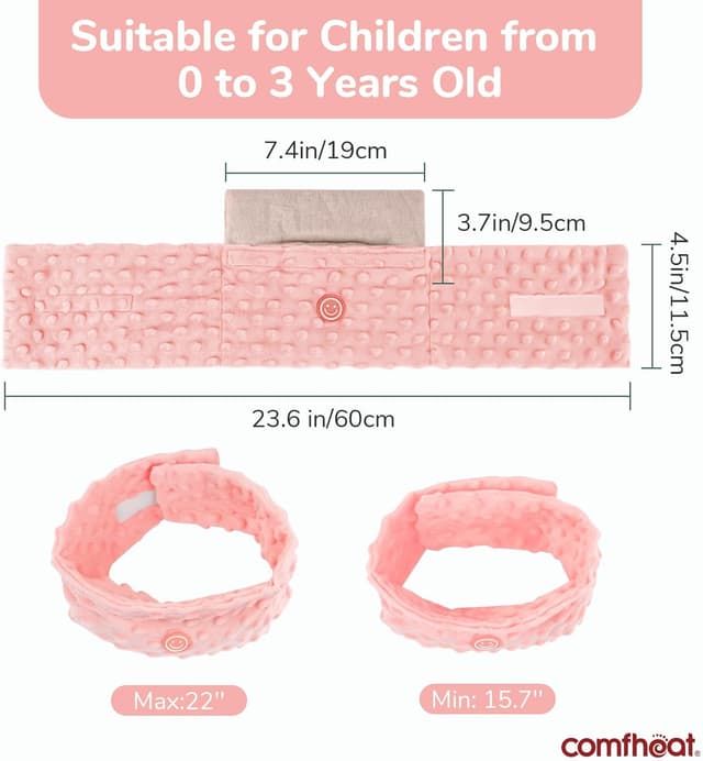 Detalle de Comfheat Colic Relief for Babies Belt with flaxseed heated tummy wrap (0–3 years) – Pink