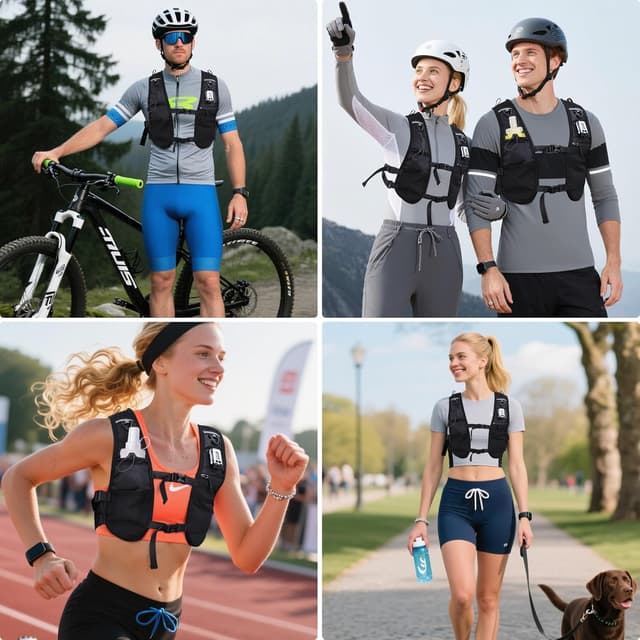 Detalle de PELLOR Running Vest with 8 Pockets – Lightweight Reflective Hydration Backpack for Trail, Marathon, Cycling & Hiking