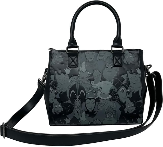 Detalle de Loungefly Disney Villains sac main à bandoulière en cuir synthétique, noir (Medium)