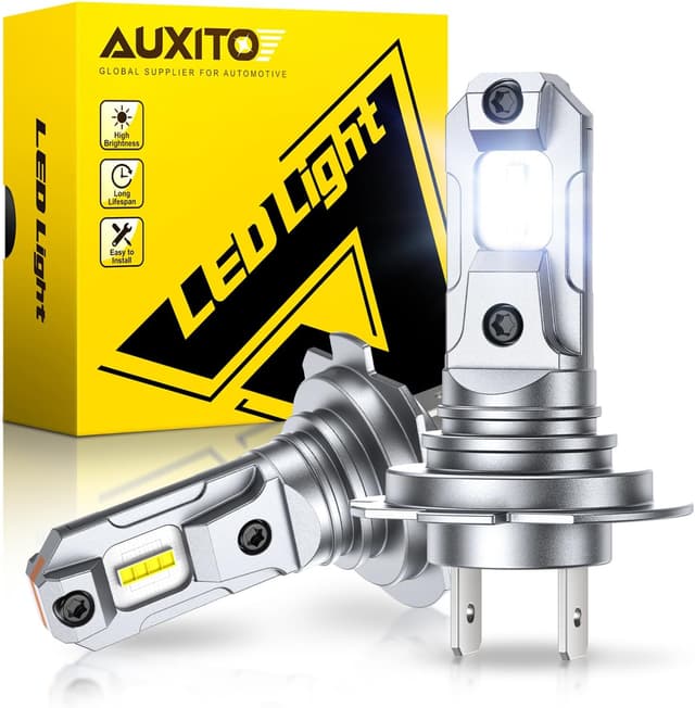 Detalle de AUXITO H7 LED Headlight Bulb (Plug & Play) – 6500K Bright White, 60,000 Hours, Pack of 2