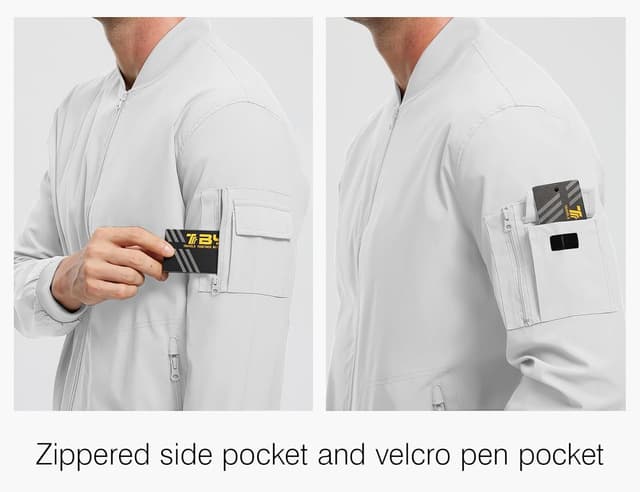 Detalle de Rdruko Men’s Lightweight Bomber Jacket Windbreaker with Full-Zip & Ribbed Cuffs