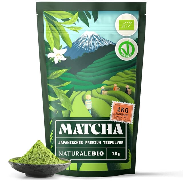 Detalle de NaturaleBio Matcha Tee Pulver Bio – Premium-Qualität, 1 kg aus Japan (Uji, Kyoto)