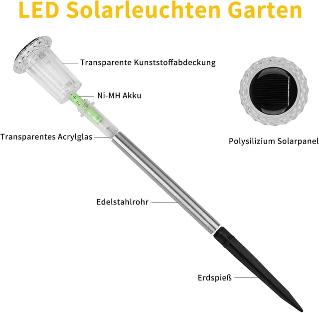 Detalle de Sylvwin luci solari da giardino a LED (confezione da 10) bianco caldo, IP44