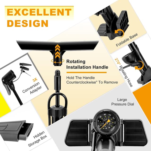 Detalle de Hycline Bike Floor Pump 160 PSI Gauge