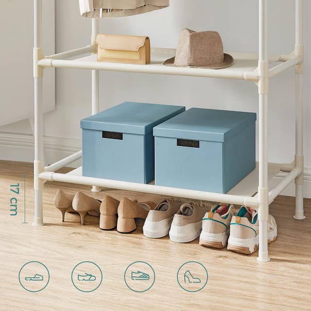 Thumbnail 3 de SONGMICS Burro Ropa Blanco con 2 Barras y Estantes 🧺