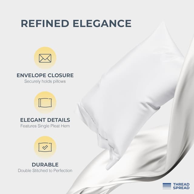 Detalle de Thread Spread 1500 Series 100% Egyptian Cotton King Sheet Set (4-Piece) — White, 17" Deep Pocket