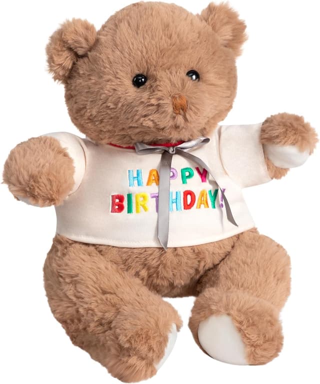 Detalle de BEJOY Teddybär mit „Happy Birthday“-T-Shirt, 35 cm Plüschtier zum Verschenken