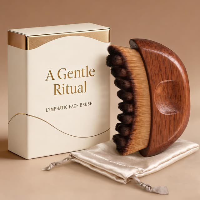Detalle de Lymphatic Contour Face Brush — Wooden Face Brush for Lymphatic Drainage & Dry Brushing Massage