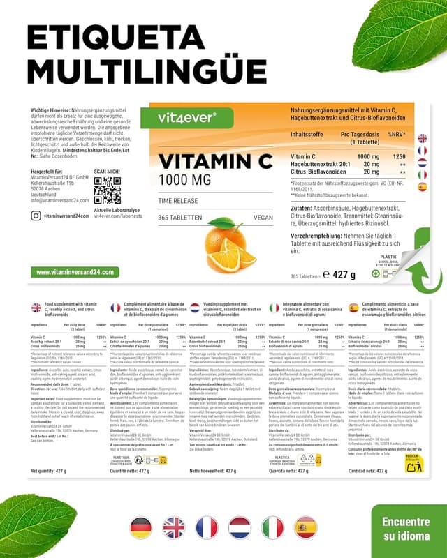 Thumbnail 5 de Vit4ever Vitamina C 1000mg 365 tabletas