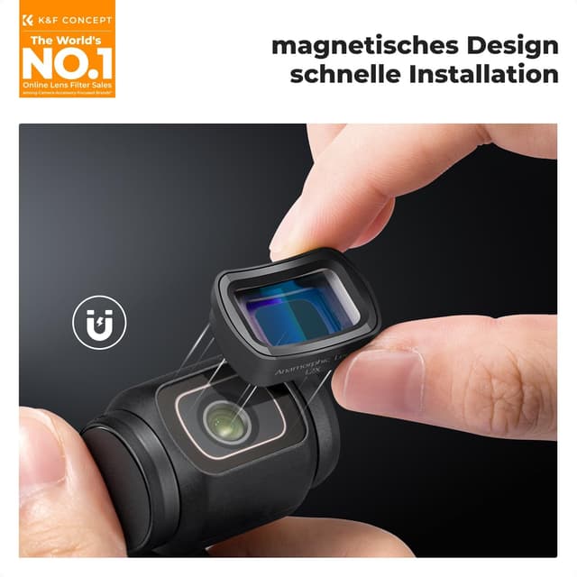 Detalle 2 de K&F CONCEPT 1.2X anamorphotisches Filter für DJI Osmo Pocket 3 (Blue Streak Effekt)