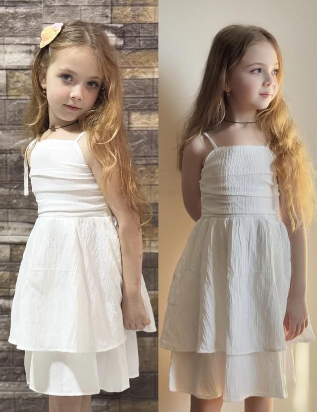 Thumbnail 6 de Arshiner Girls Summer Spaghetti Strap Tiered Midi Sundress with Smocked Back