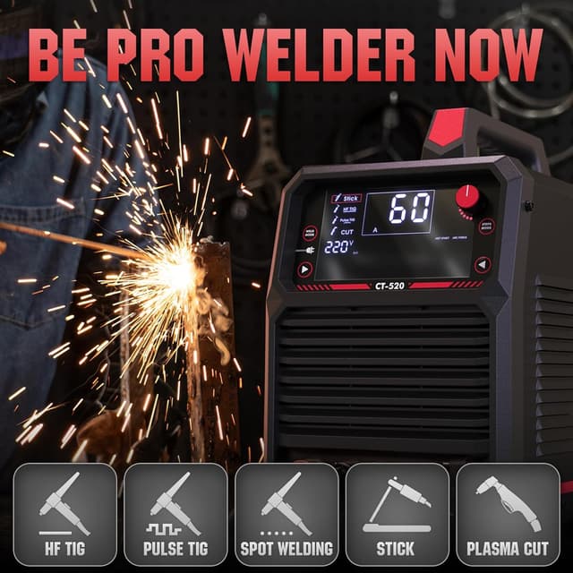 Thumbnail 6 de YESWELDER CT-520 5-in-1 TIG Welder & Plasma Cutter (200A TIG/Stick, 50A Plasma, Dual Voltage 110/220V)