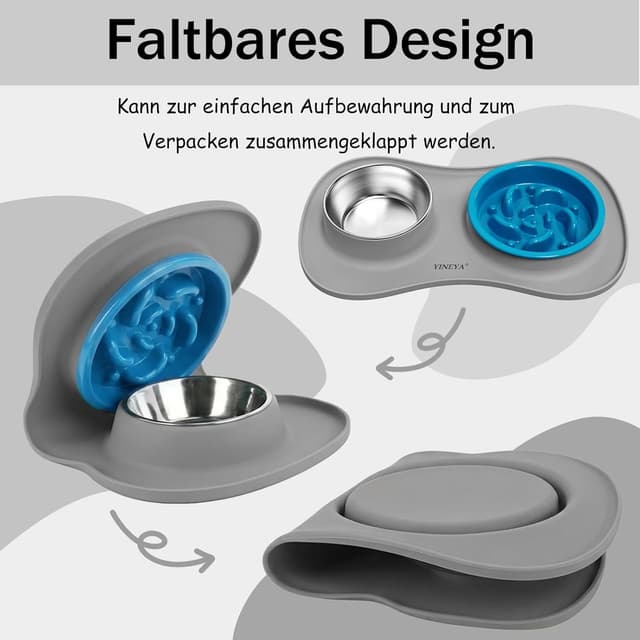 Detalle de Set YINEYA 3-en-1 gamelles anti-glouton pour chien/chat avec tapis pliable