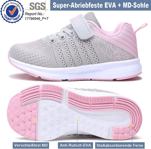 Detalle de Mitudidi Unisex-Kinder Turnschuhe für Mädchen Jungen – ultraleicht, atmungsaktiv & mit Klett-Verschluss