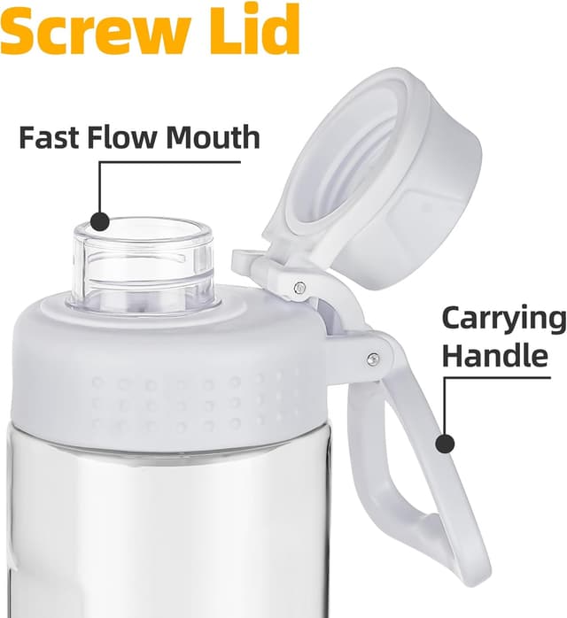 Detalle de OLDLEY 600ml (20oz) BPA-free Tritan clear water bottle with screw lid and carry loop