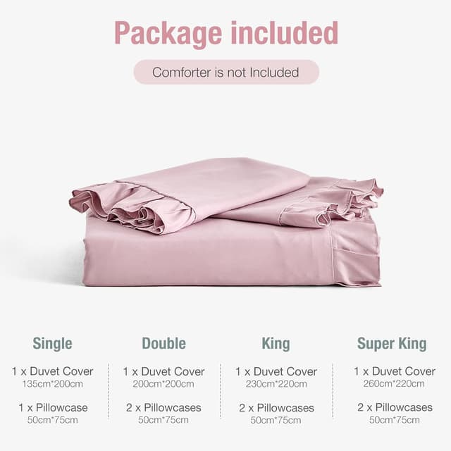 Detalle de Tokokimo Ruffle Duvet Cover Double (200x200 cm) in Pink with 2 Pillowcases