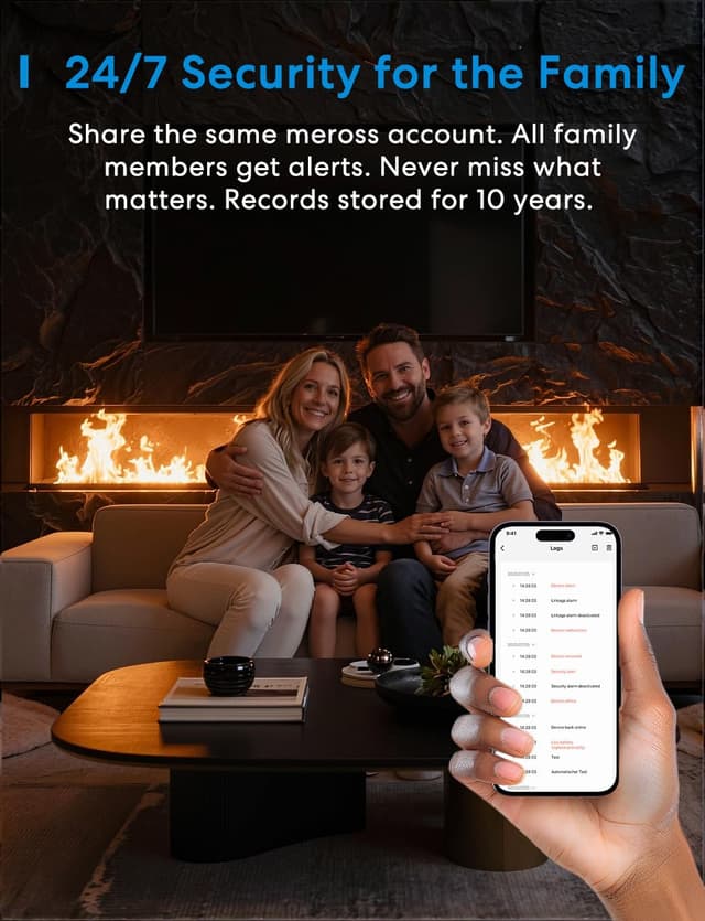 Detalle de meross Matter Rilevatore di fumo WiFi con doppio sensore ottico, con Hub MSH450 (6 pezzi)