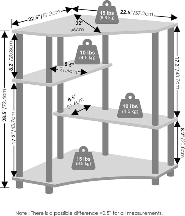 Detalle 2 de Furinno TURN-N-TUBE scaffale angolare 22,5