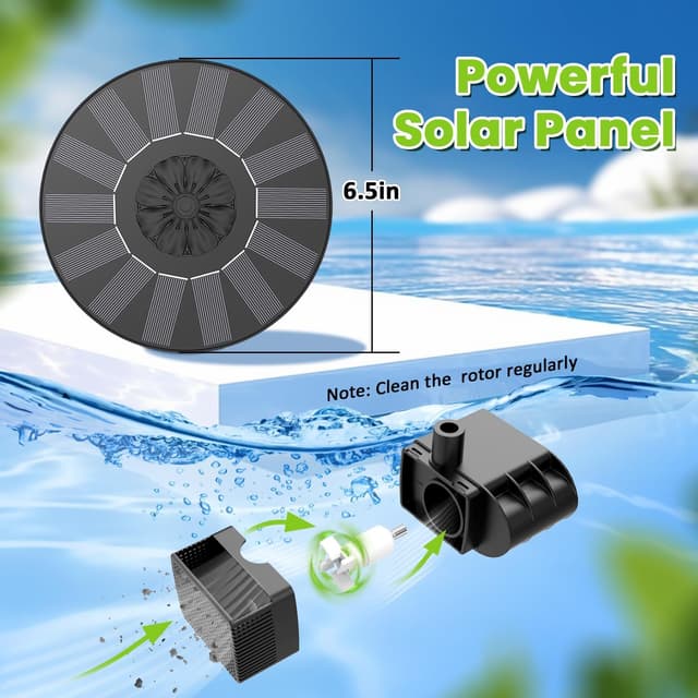 Detalle de SZMP Solar Springbrunnen für Außen (2026 Upgrade) – Solarpumpe mit 8 Düsen & 4 festen Rohren