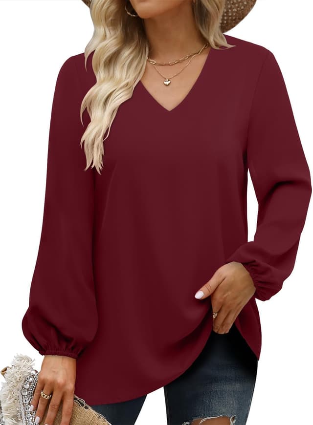 Thumbnail 6 de CHICZONE women’s V-neck long sleeve shirt — soft, breathable casual blouse
