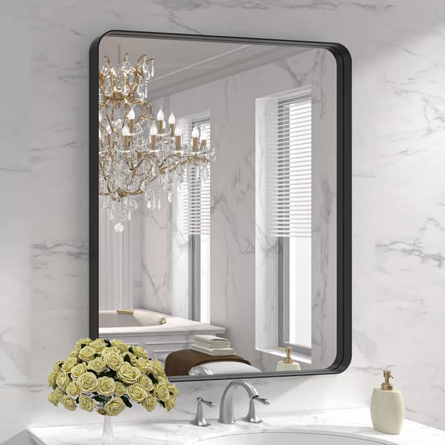 Detalle de LOAAO 30 x 36 Inch Bathroom Vanity Mirror, Metal Frame 🪞