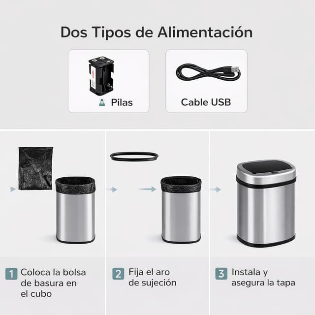 Thumbnail 5 de Cubo de Basura Automático 50L Sensor Sin Contacto