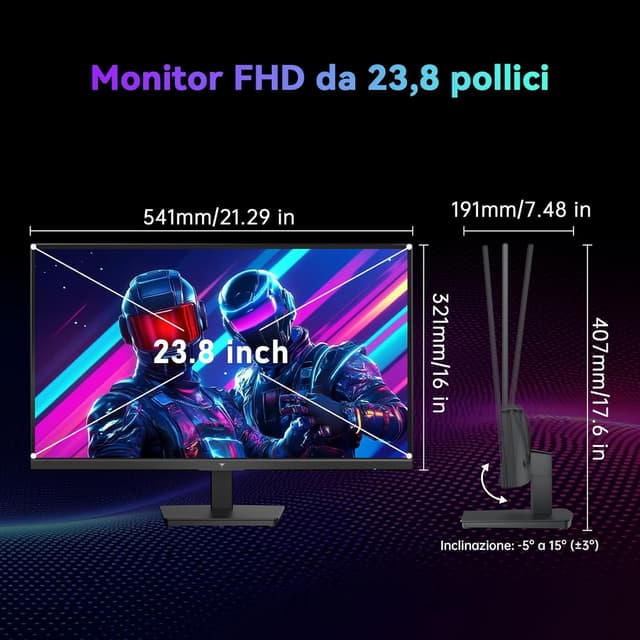 Thumbnail 6 de KTC Gaming Monitor 24 pollici FHD 144Hz/120Hz con pannello IPS e protezione luce blu