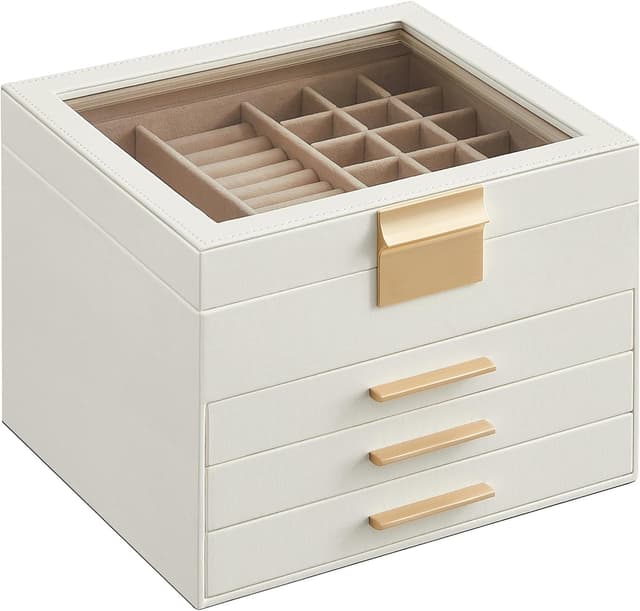 Detalle de SONGMICS MJBC173W01 caja de joyas 4 niveles