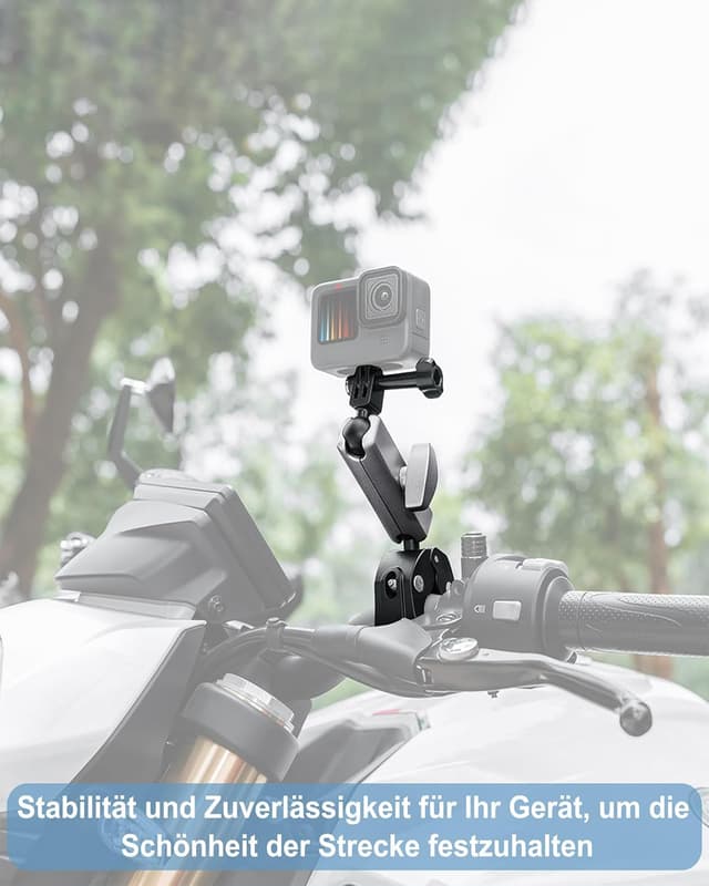 Detalle de Supporto per action cam da moto in alluminio con doppia testa a sfera girevole a 360° (filetto 1/4-20)