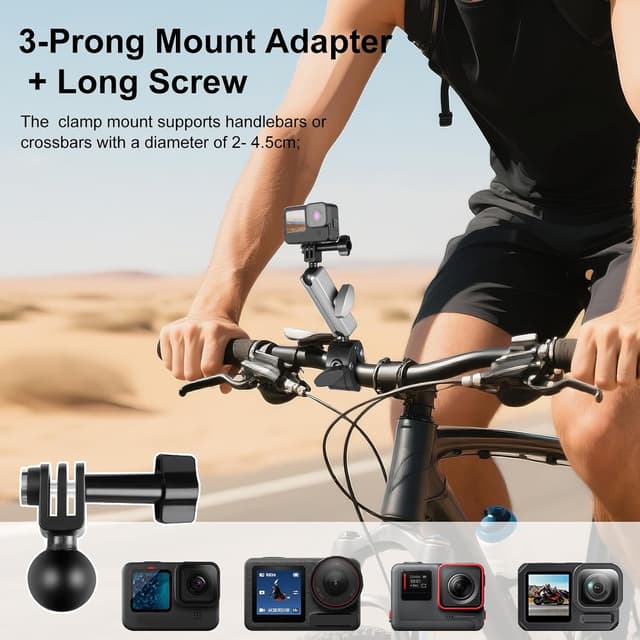 Detalle de PULUZ Motorrad-Lenker Klemme mit drehbarem Kugelkopf für GoPro Hero und Action-Cameras