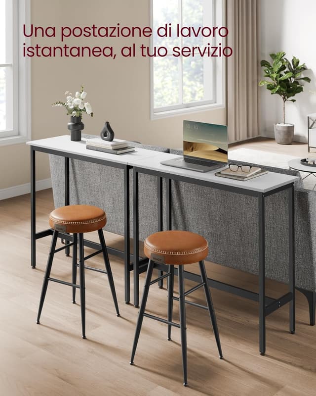 Thumbnail 3 de VASAGLE Tavolo da Bar Rettangolare Stretto LBT010B73, 40 x 100 x 90 cm bianco vintage e nero inchiostro