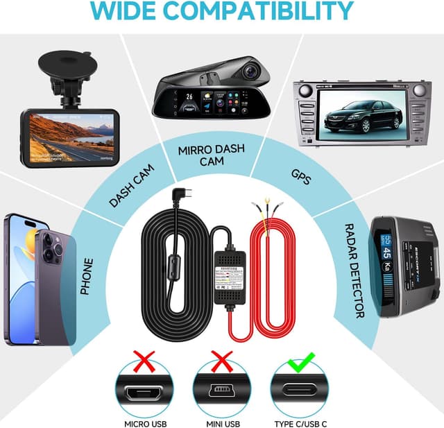 Detalle 2 de Dash Cam Hardwire Kit 13ft USB-C cable